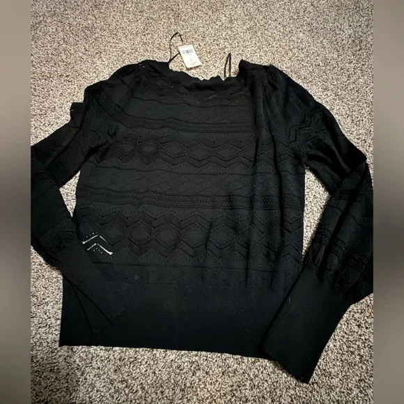 NEW Black Banana Republic Sheer Pattern Sweater Small NWT  LIGHT WEIGHT - Picture 9 of 9
